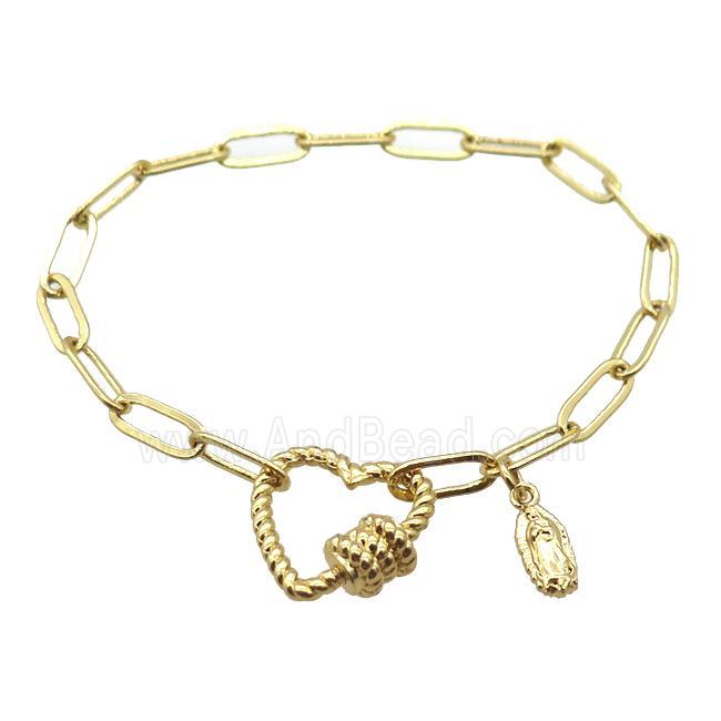 copper bracelet, gold plated