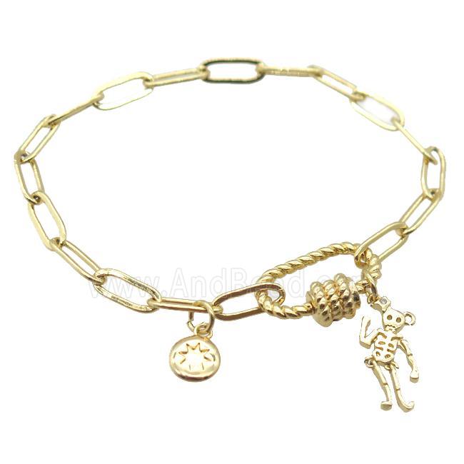 copper bracelet, gold plated