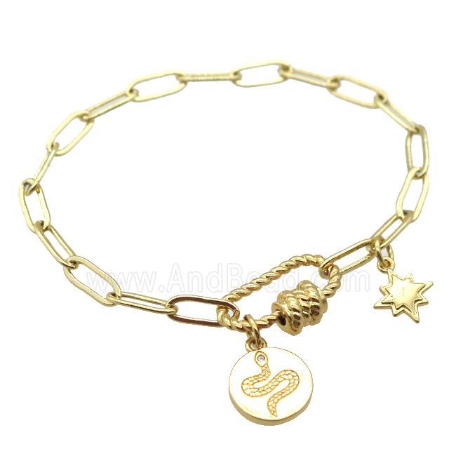 copper bracelet, gold plated