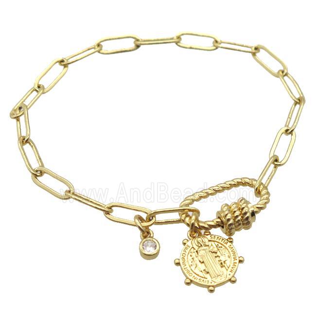 copper bracelet, gold plated