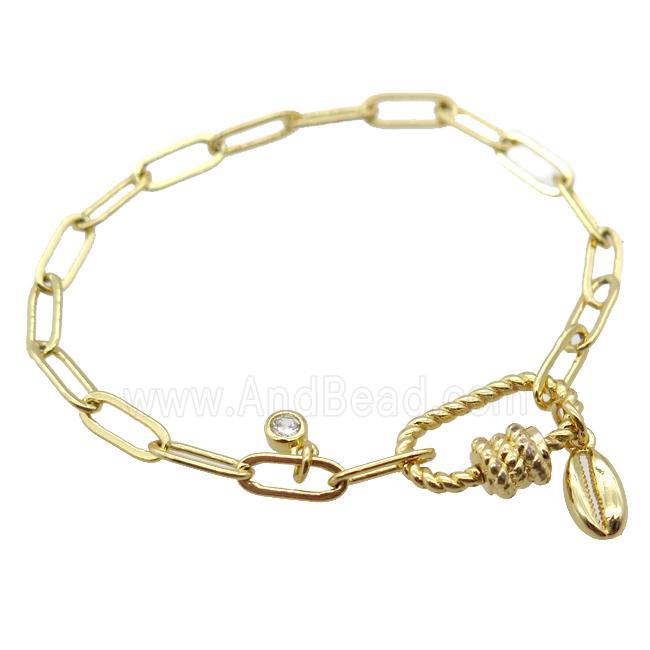 copper bracelet, gold plated