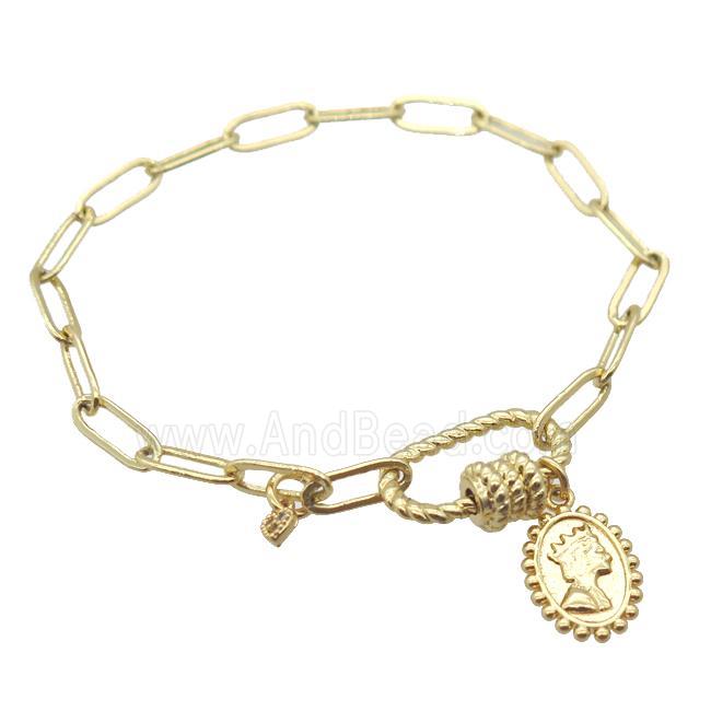 copper bracelet, gold plated