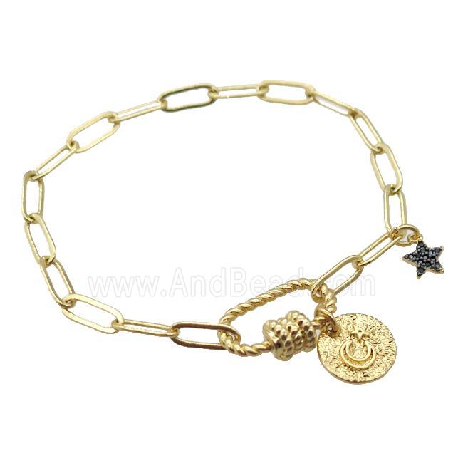 copper bracelet, gold plated