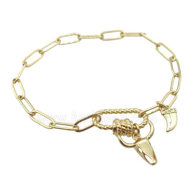 copper bracelet, gold plated