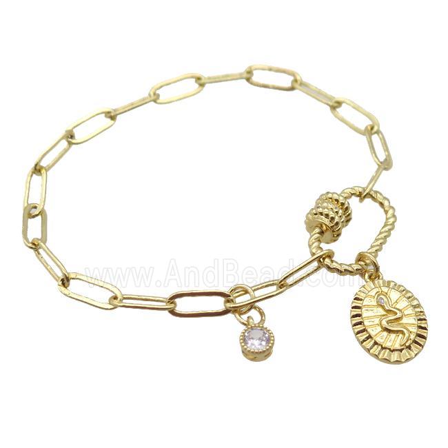 copper bracelet, gold plated