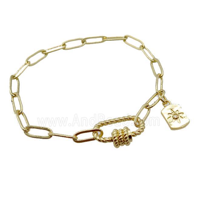 copper bracelet, gold plated