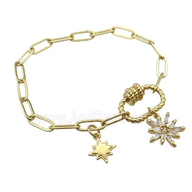 copper bracelet, gold plated