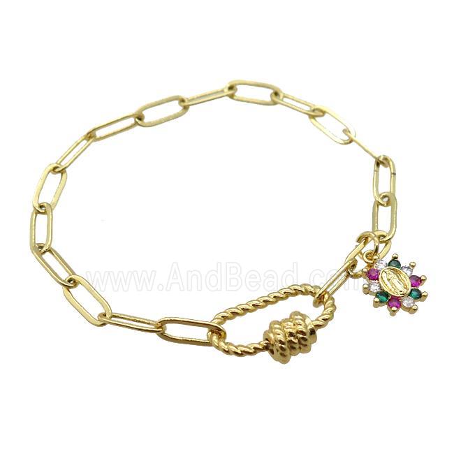 copper bracelet, gold plated