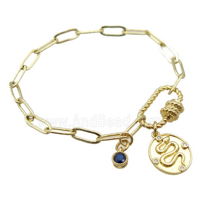 copper bracelet, gold plated