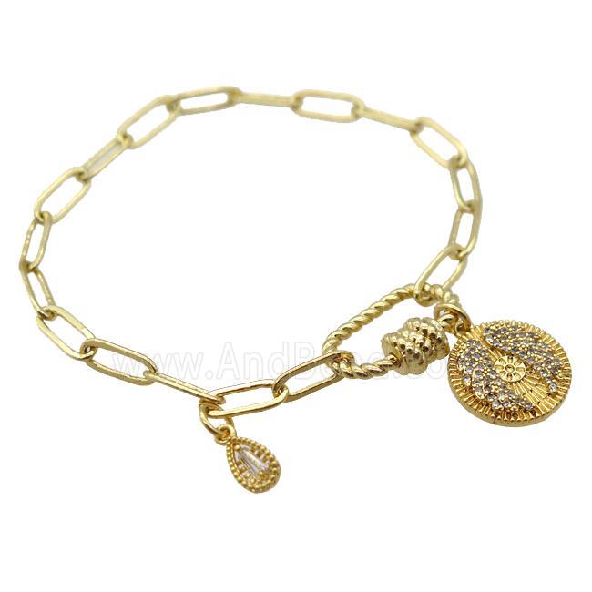 copper bracelet, gold plated