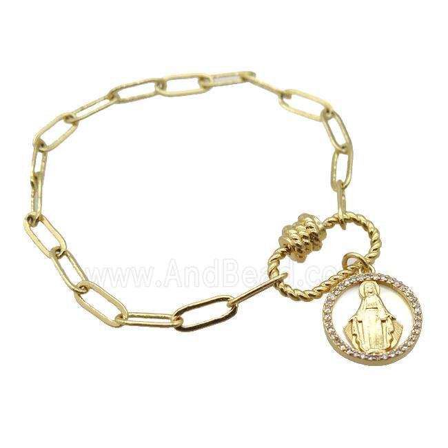 copper bracelet, gold plated