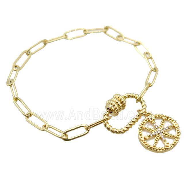copper bracelet, gold plated