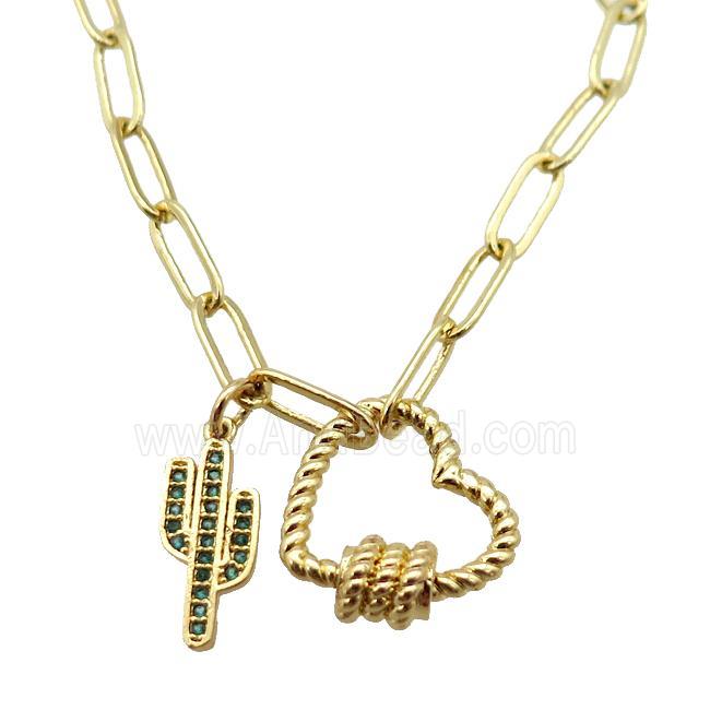 copper necklace, gold plated