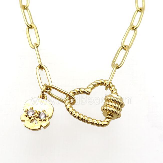 copper necklace, gold plated