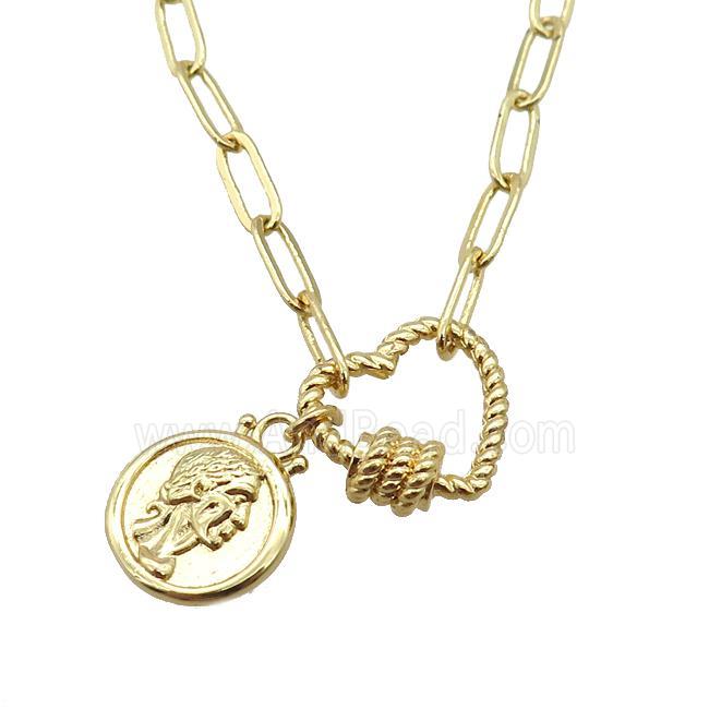 copper necklace, gold plated