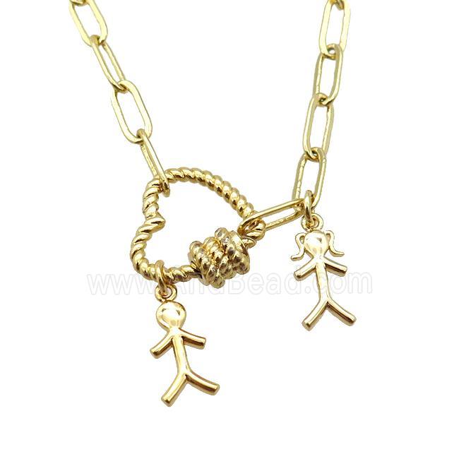 copper necklace, gold plated
