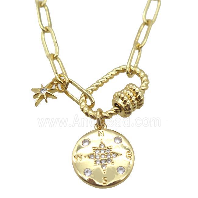 copper necklace, gold plated