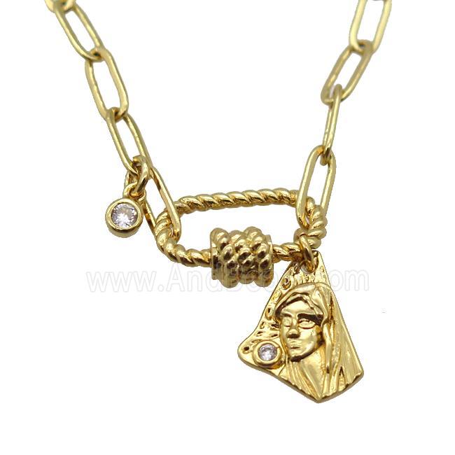 copper necklace, gold plated