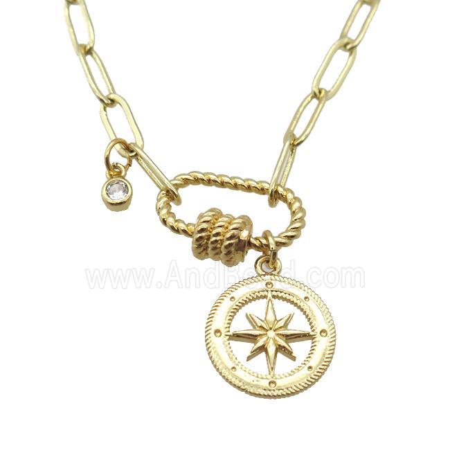 copper necklace, gold plated