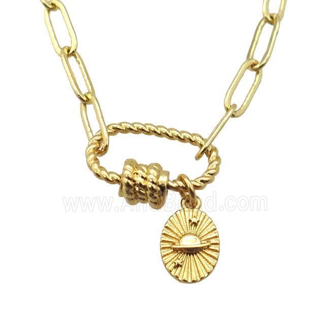 copper necklace, gold plated