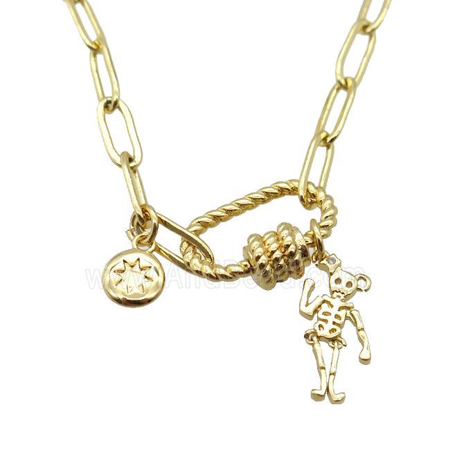 copper necklace, gold plated