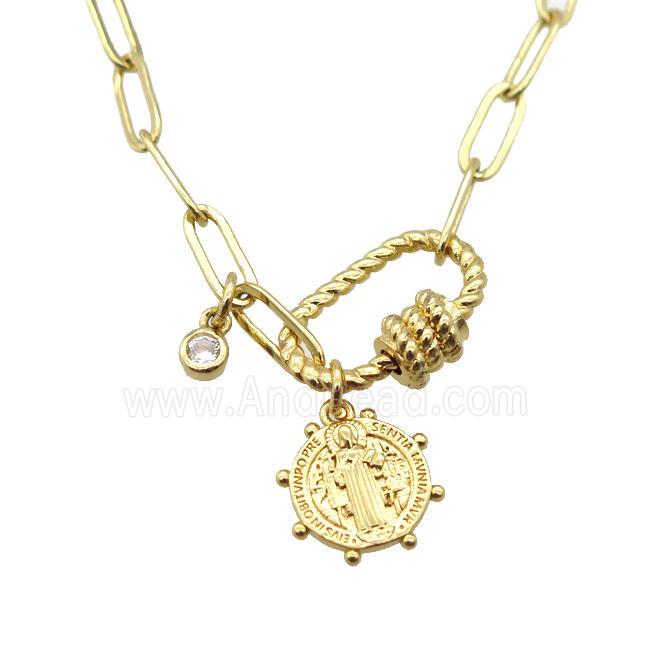 copper necklace, gold plated