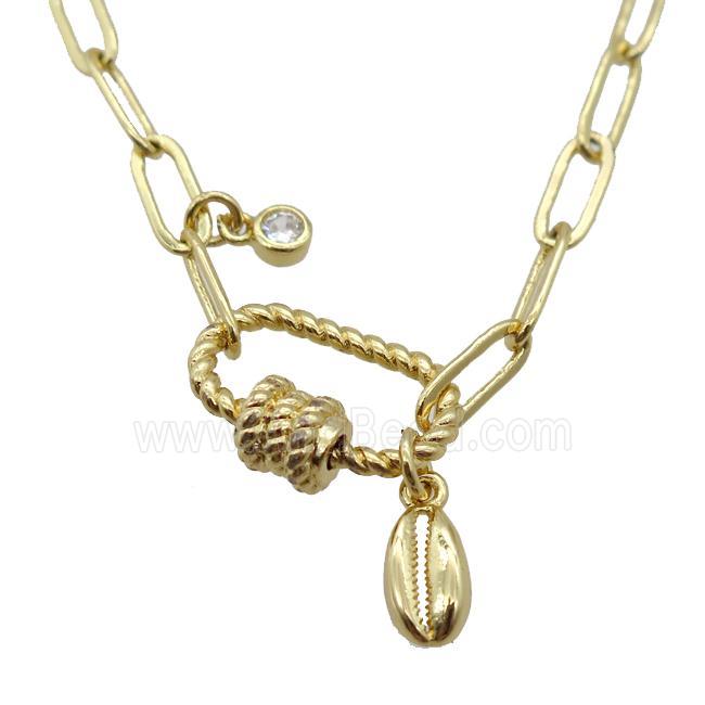 copper necklace, gold plated