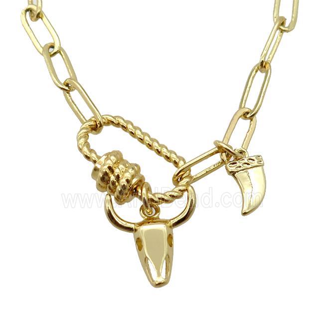 copper necklace, gold plated