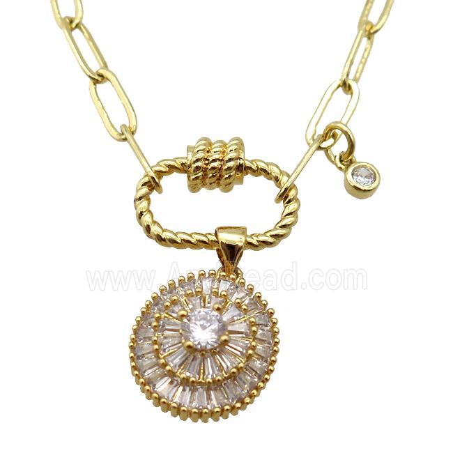 copper necklace, gold plated