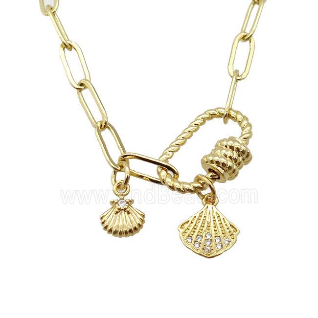 copper necklace, gold plated