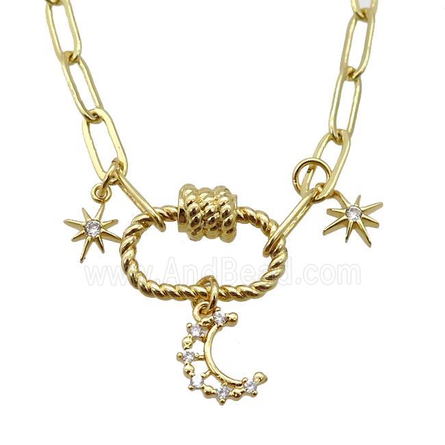 copper necklace, gold plated