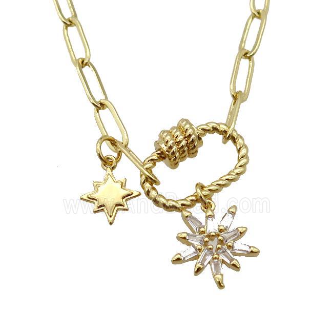 copper necklace, gold plated