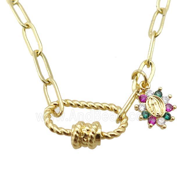 copper necklace, gold plated