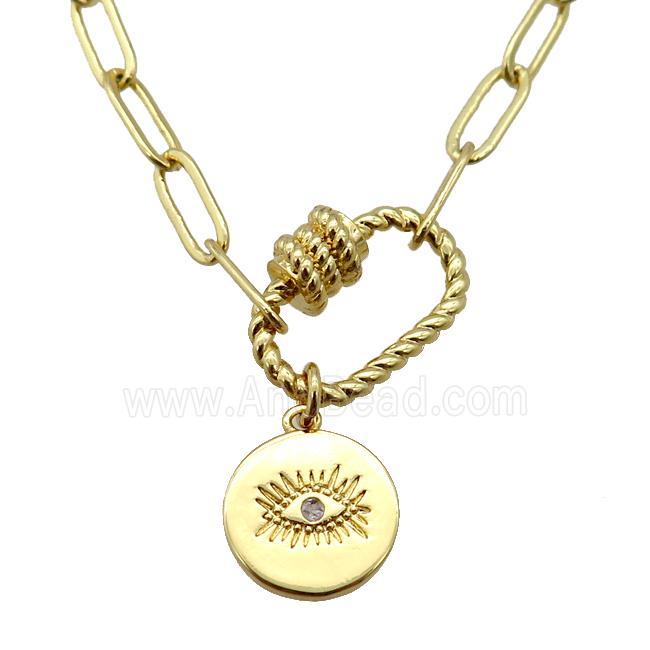copper necklace, gold plated