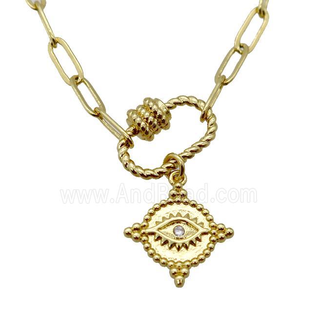 copper necklace, gold plated