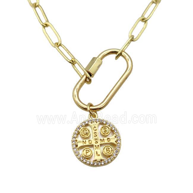 copper necklace, gold plated