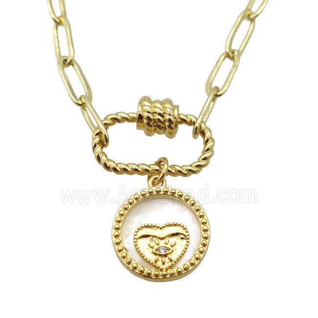 copper necklace, gold plated