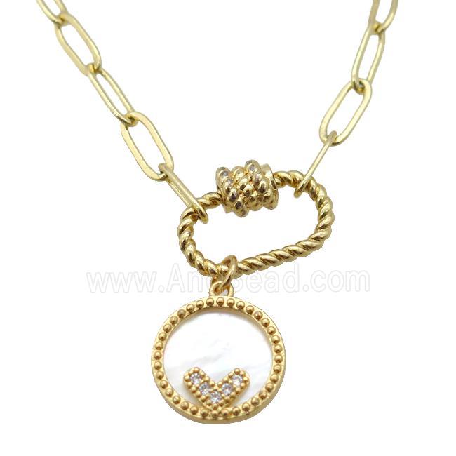 copper necklace, gold plated