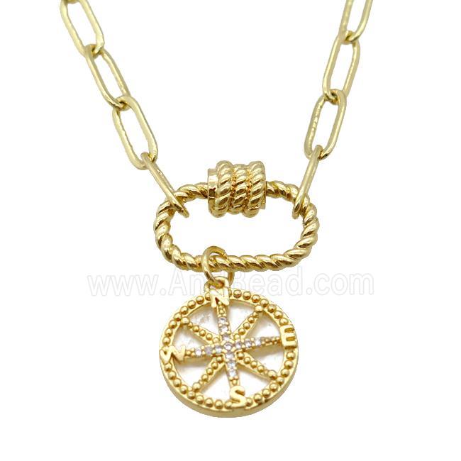 copper necklace, gold plated