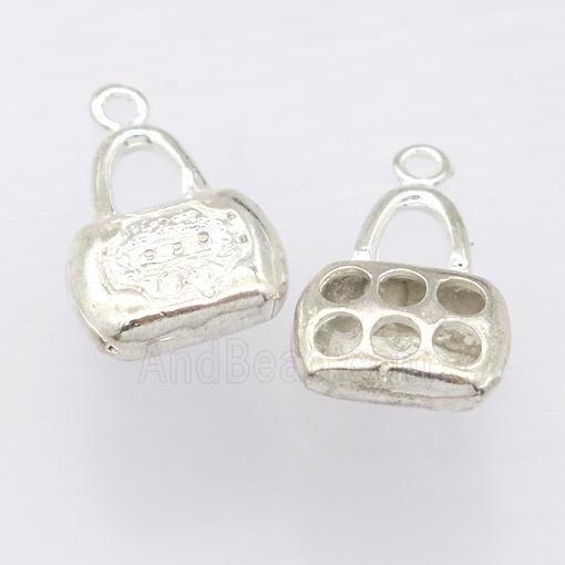 copper Lock pendant, silver plated