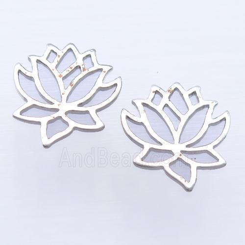 copper Lotus pendant, platinum plated, unfade