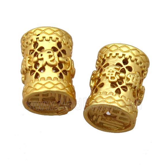 copper tube beads, Buddhist, duck gold, unfade