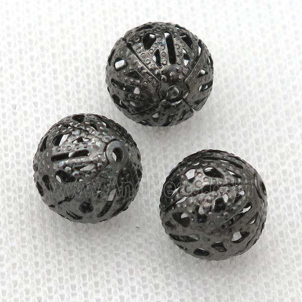Filigree Round Bead Ball Jewelry Findings, iron, black