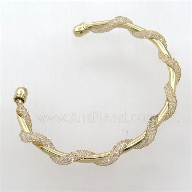 copper bangle with zircon, gold plated