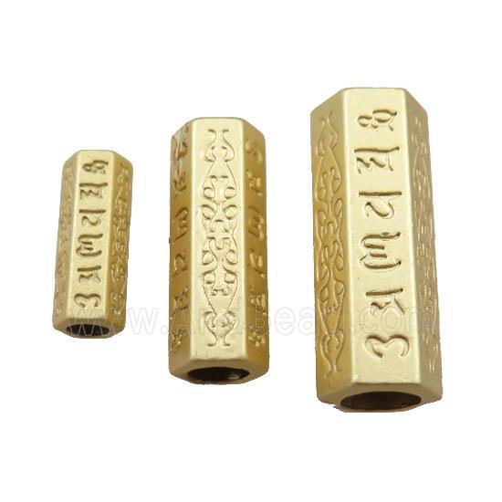 copper tube beads with large hole, unfaded, duck-gold