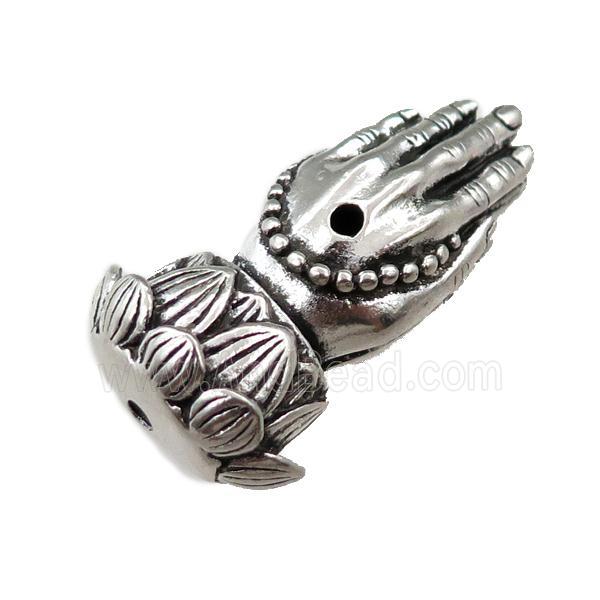tibetan buddha hand guru zinc beads with lotus