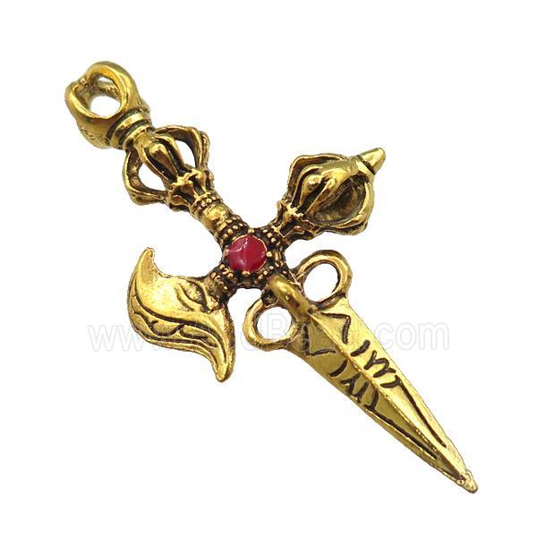 tibetan style zinc pendant, antique gold