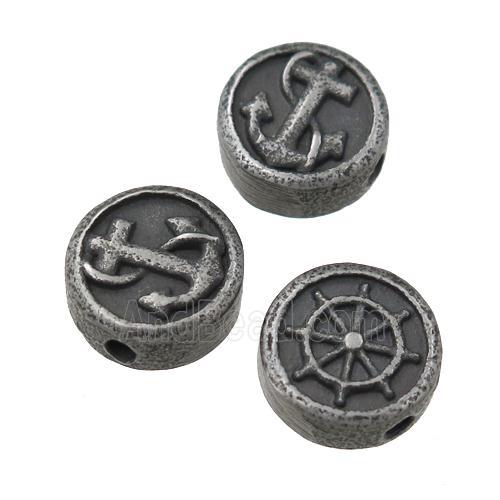 Stainless Steel button coin beads, anchor