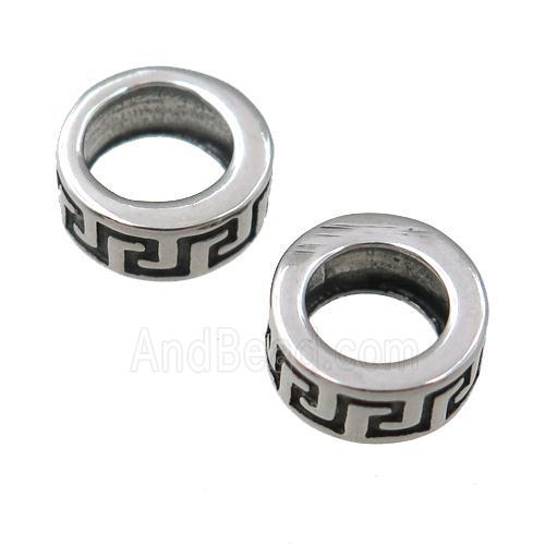Stainless Steel rondelle beads, antique silver