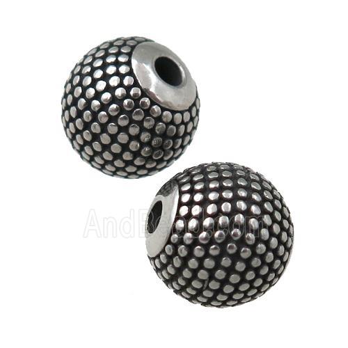 round Stainless Steel beads, antique silver